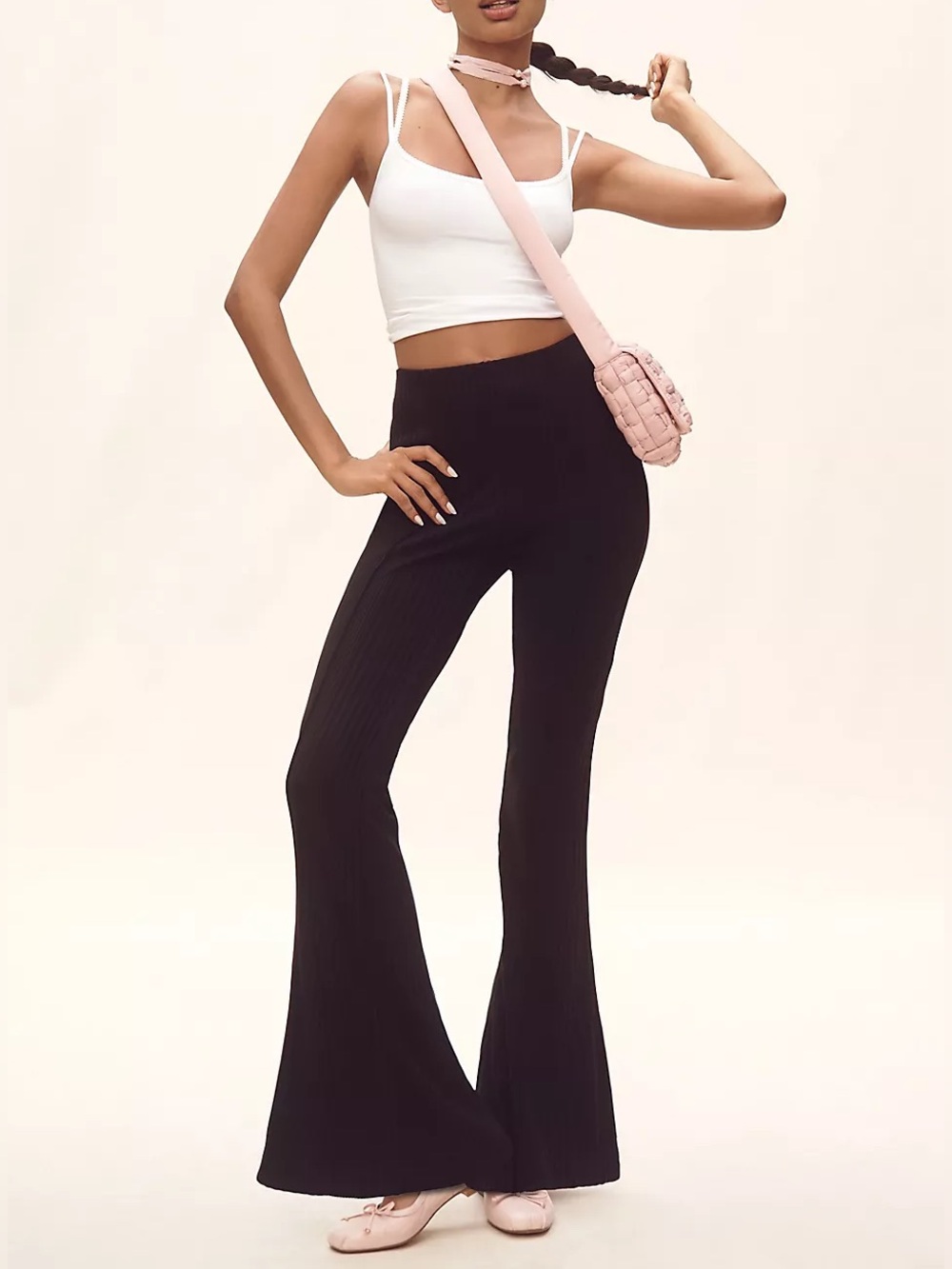 Maeve Anthropologie Ribbed Flare Leggings Small Y2K Bell Bottoms 90s Revival